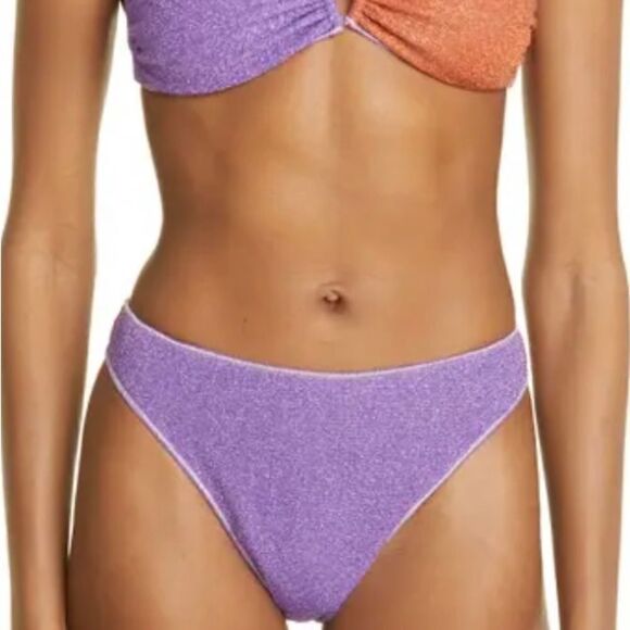 Oseree Lumiere Glitter Halter-style Bikini Set Violet Purple XL NWT - Picture 2 of 13